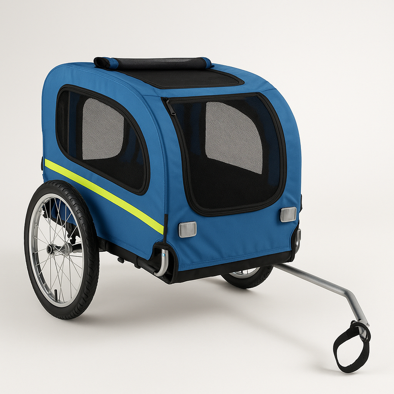 Remolque de bicicleta de tela resistente para uso en exteriores, color azul-Salatienda