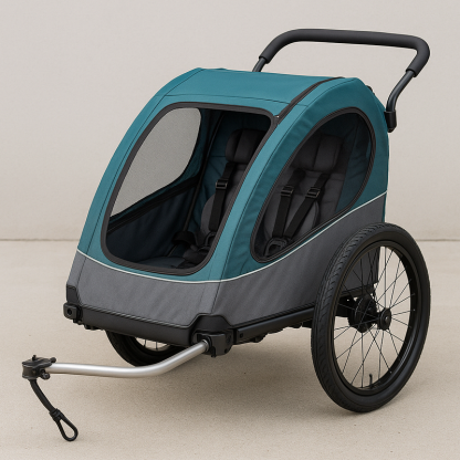 Remolque para Bicicleta Todoterreno Seguridad Azul/Gris