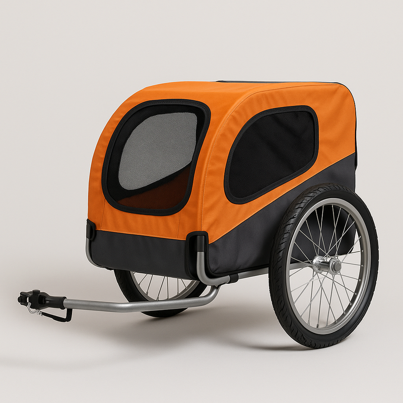 Remolque Bicicleta Transporte Seguro Tela Resistente Naranja/Negro