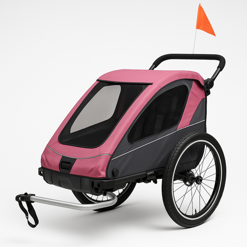 Remolque de Bicicleta para Niños Excursión y Deporte Resistente al Agua Poliéster Rosa