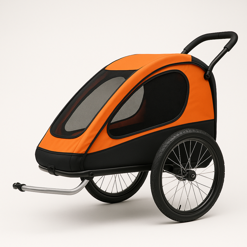 Remolque Bicicleta Uso Versátil Transporte Material Resistente Naranja