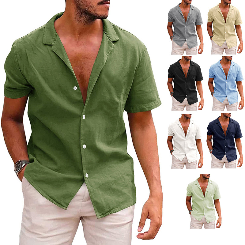 Men's Tops Casual Button Down Shirt Short Sleeve Beach Shirt 👕
