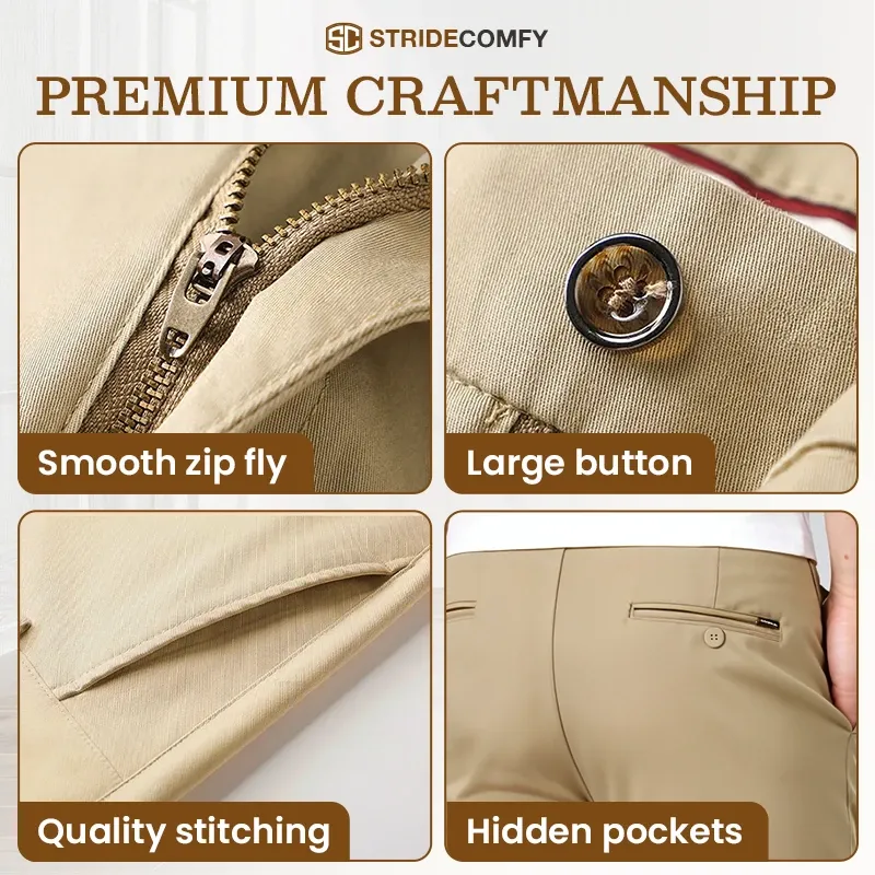 Men's Stretch Khaki Pants with Elastic Waistband