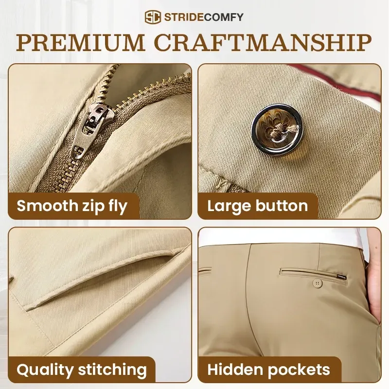 Men's Stretch Khaki Pants with Elastic Waistband