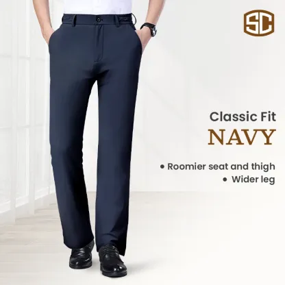Men's Stretch Khaki Pants with Elastic Waistband