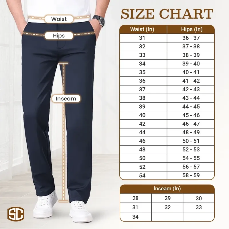 Men's Stretch Khaki Pants with Elastic Waistband