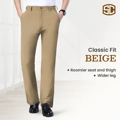 Men's Stretch Khaki Pants with Elastic Waistband
