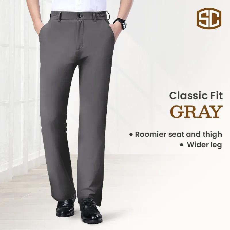 Men's Stretch Khaki Pants with Elastic Waistband