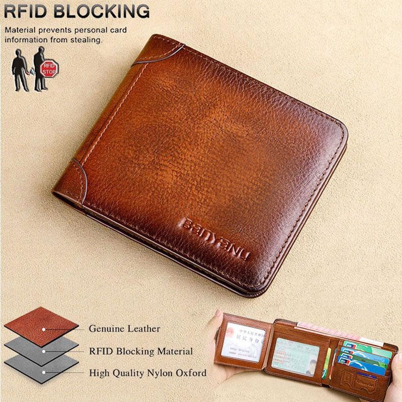 🔥Men's Essentials✨💰Multi-functional RFID Blocking Waterproof Durable Genuine Leather Wallet🎁