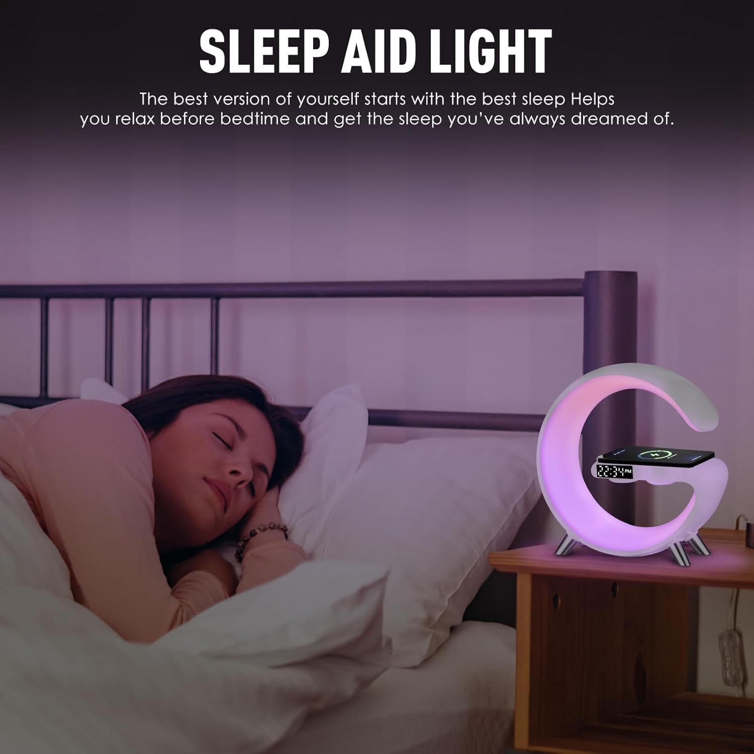 Smart LED Table Lamp, 4-in-1 Wireless Charger, Night Light
