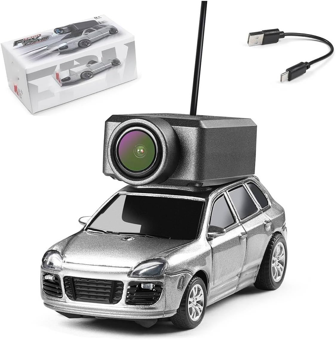WL Mini RC Car with HD FPV Camera, 1/64 Remote Control Car FPV RC Drift Cars with LED Ambient Lights & Interactive Controls & 3-Speed Modes Gift for Adult (Grey)