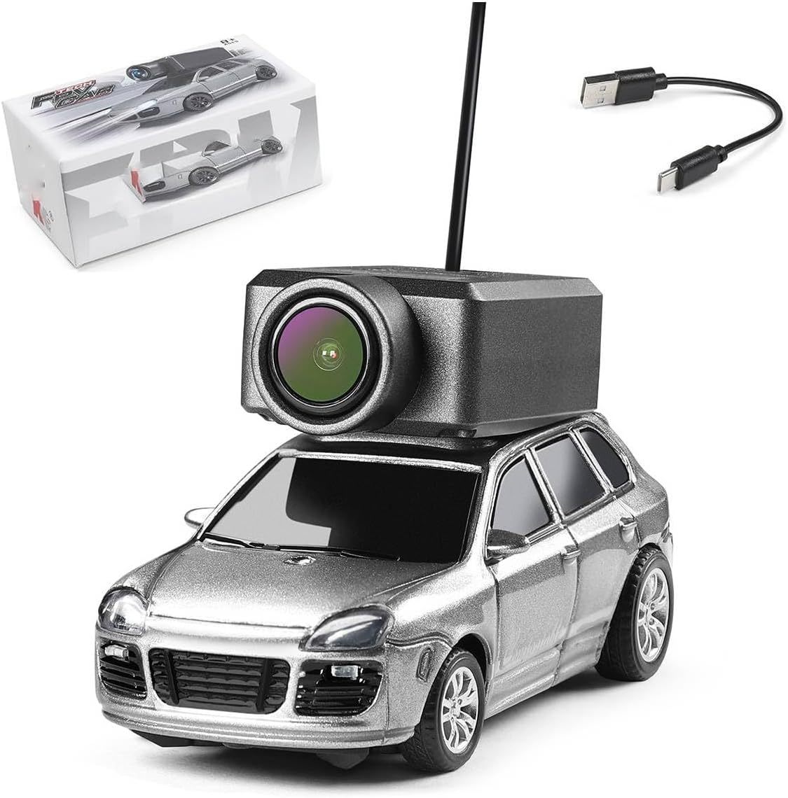 WL Mini RC Car with HD FPV Camera, 1/64 Remote Control Car FPV RC Drift Cars with LED Ambient Lights & Interactive Controls & 3-Speed Modes Gift for Adult (Grey)