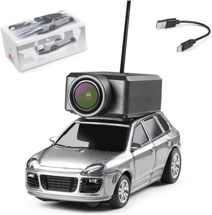 WL Mini RC Car with HD FPV Camera, 1/64 Remote Control Car FPV RC Drift Cars with LED Ambient Lights & Interactive Controls & 3-Speed Modes Gift for Adult (Grey)