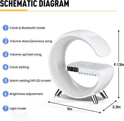 Smart LED Table Lamp, 4-in-1 Wireless Charger, Night Light