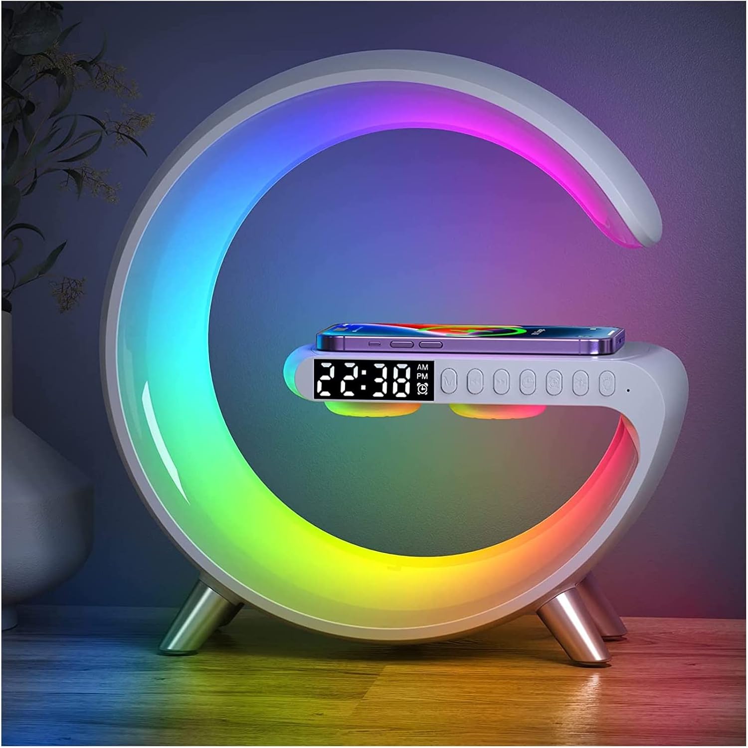 Smart LED Table Lamp, 4-in-1 Wireless Charger, Night Light