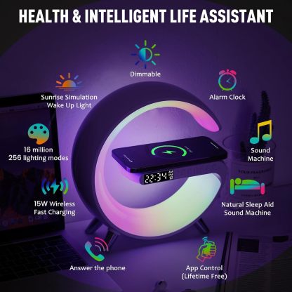 Smart LED Table Lamp, 4-in-1 Wireless Charger, Night Light