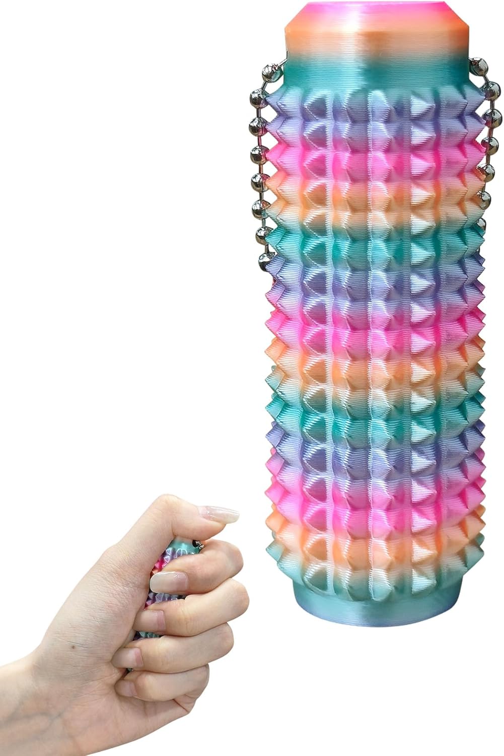 Little Ouchies,Pain Stim Fidget,Pocket Mini Fidget Toy for Adults,3D Printed Venting Key Pendant, 2pcs Spiky Grippie Stim Keychain for Anxiety Relief Positive, Novelty Gifts for Friends(Rainbow)