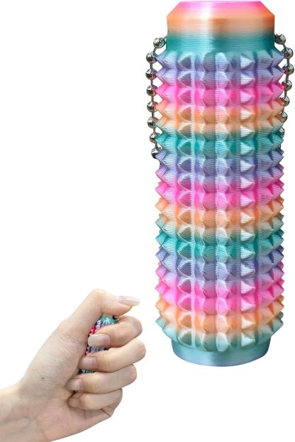Little Ouchies,Pain Stim Fidget,Pocket Mini Fidget Toy for Adults,3D Printed Venting Key Pendant, 2pcs Spiky Grippie Stim Keychain for Anxiety Relief Positive, Novelty Gifts for Friends(Rainbow)