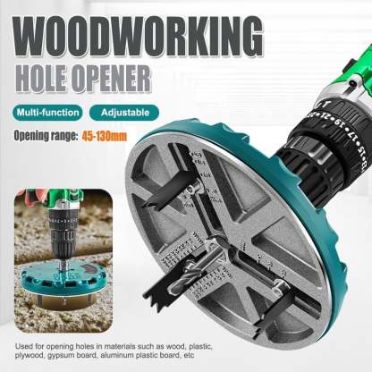 Adjustable punch saw tool for drilling