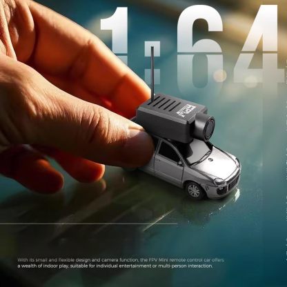 WL Mini RC Car with HD FPV Camera, 1/64 Remote Control Car FPV RC Drift Cars with LED Ambient Lights & Interactive Controls & 3-Speed Modes Gift for Adult (Grey)