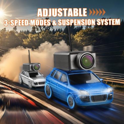 WL Mini RC Car with HD FPV Camera, 1/64 Remote Control Car FPV RC Drift Cars with LED Ambient Lights & Interactive Controls & 3-Speed Modes Gift for Adult (Grey)