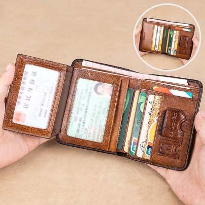 🔥Men's Essentials✨💰Multi-functional RFID Blocking Waterproof Durable Genuine Leather Wallet🎁