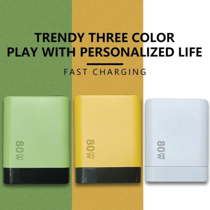 3 in 1 GaN Charger,Scalable 80W MAX fast charger module with Type-C cable and 2 USB ports
