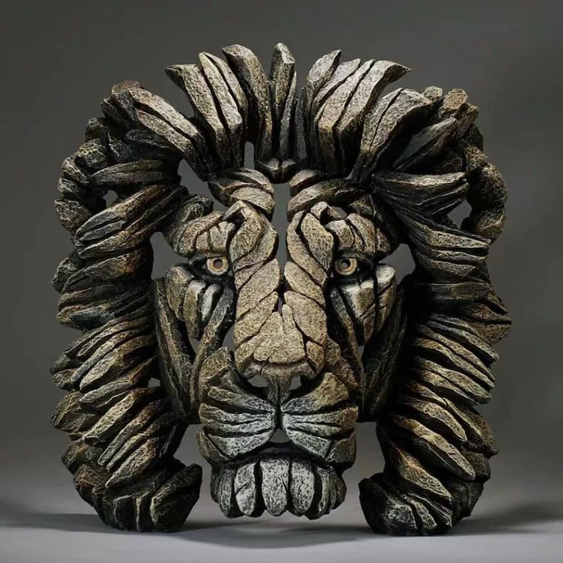 Contemporary Wooden African Animal Sculpture for Home Decor Lion