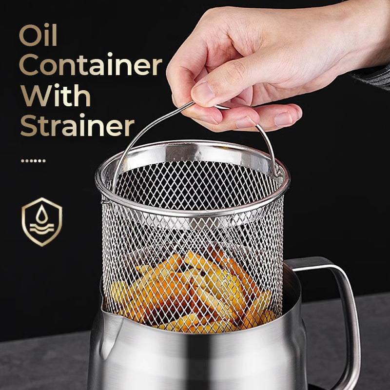 💥HOT SALE 2025💥 Large Capacity 304 Stainless Steel Multi-Purpose Oil Filter Container.
