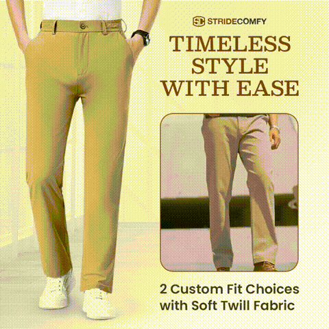 Men's Stretch Khaki Pants with Elastic Waistband