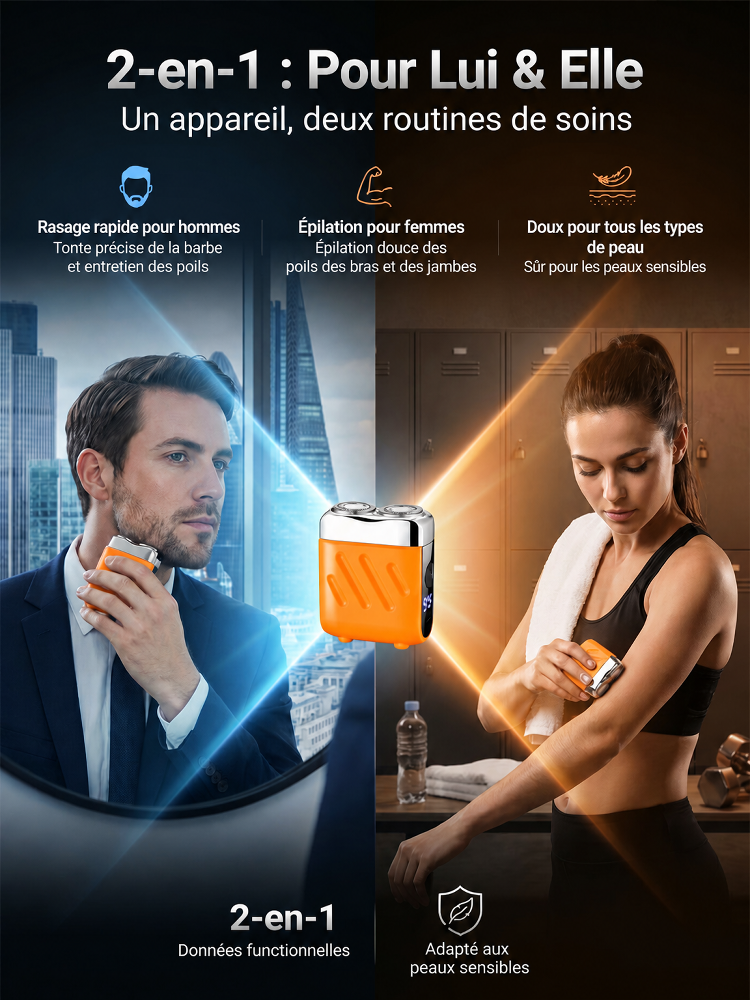 【Ingénierie de précision allemande : un rasoir best-seller en Europe et en Amérique !】Le rasoir de poche à double tête nouvelle génération : rasage, coupe de cheveux et épilation instantanés en seulement 1 seconde ! Convient à toute la famille !