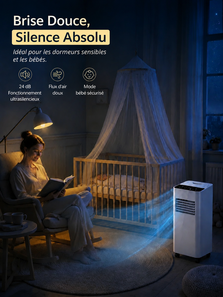 【Un best-seller en Europe et en Amérique !】Climatiseur mobile sans installation【Refroidissement + Déshumidification + Purification de l'air en un seul appareil ! Un seul appareil remplace trois fonctions !】