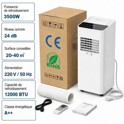【Un best-seller en Europe et en Amérique !】Climatiseur mobile sans installation【Refroidissement + Déshumidification + Purification de l'air en un seul appareil ! Un seul appareil remplace trois fonctions !】