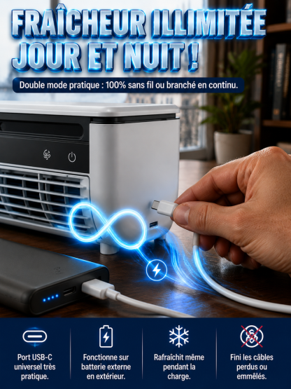 [Indispensable cet été !] Ventilateur rafraîchisseur d'air à semi-conducteurs haute performance [Placez-le partout où il fait chaud : à l'intérieur, à l'extérieur, dans votre voiture, etc. ! Répond à tous vos besoins !]