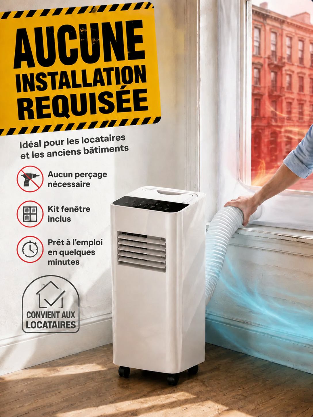 【Un best-seller en Europe et en Amérique !】Climatiseur mobile sans installation【Refroidissement + Déshumidification + Purification de l'air en un seul appareil ! Un seul appareil remplace trois fonctions !】
