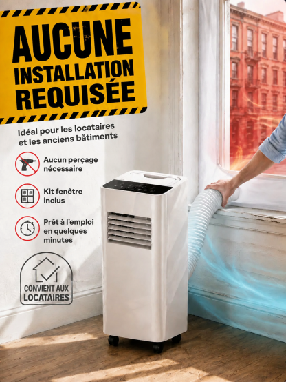 【Un best-seller en Europe et en Amérique !】Climatiseur mobile sans installation【Refroidissement + Déshumidification + Purification de l'air en un seul appareil ! Un seul appareil remplace trois fonctions !】