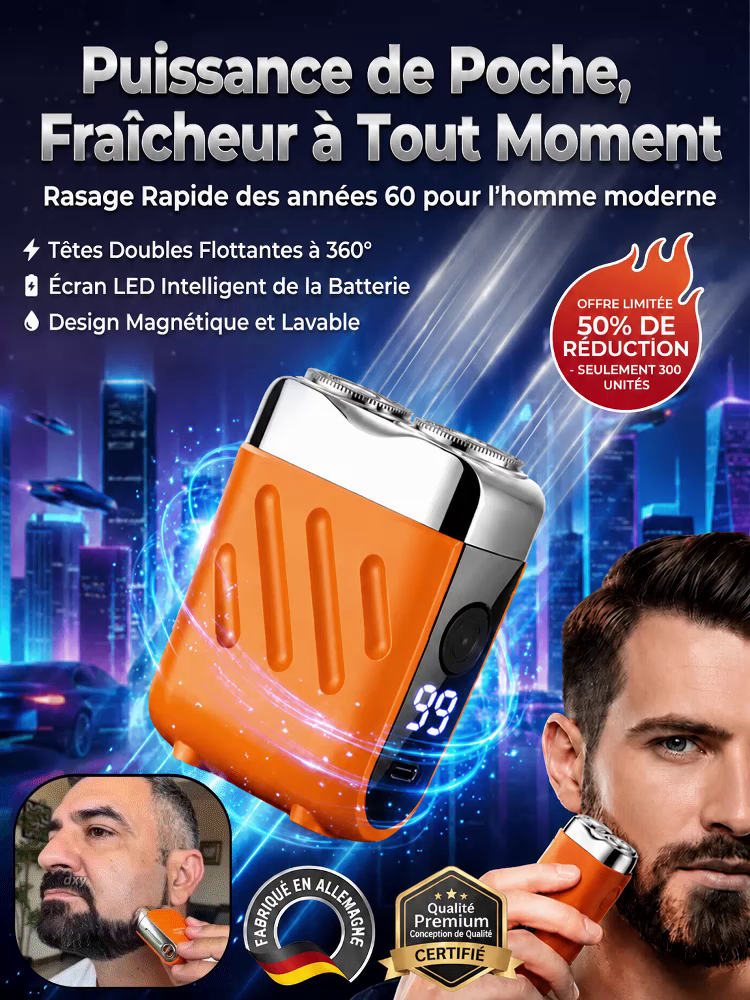 【Ingénierie de précision allemande : un rasoir best-seller en Europe et en Amérique !】Le rasoir de poche à double tête nouvelle génération : rasage, coupe de cheveux et épilation instantanés en seulement 1 seconde ! Convient à toute la famille !