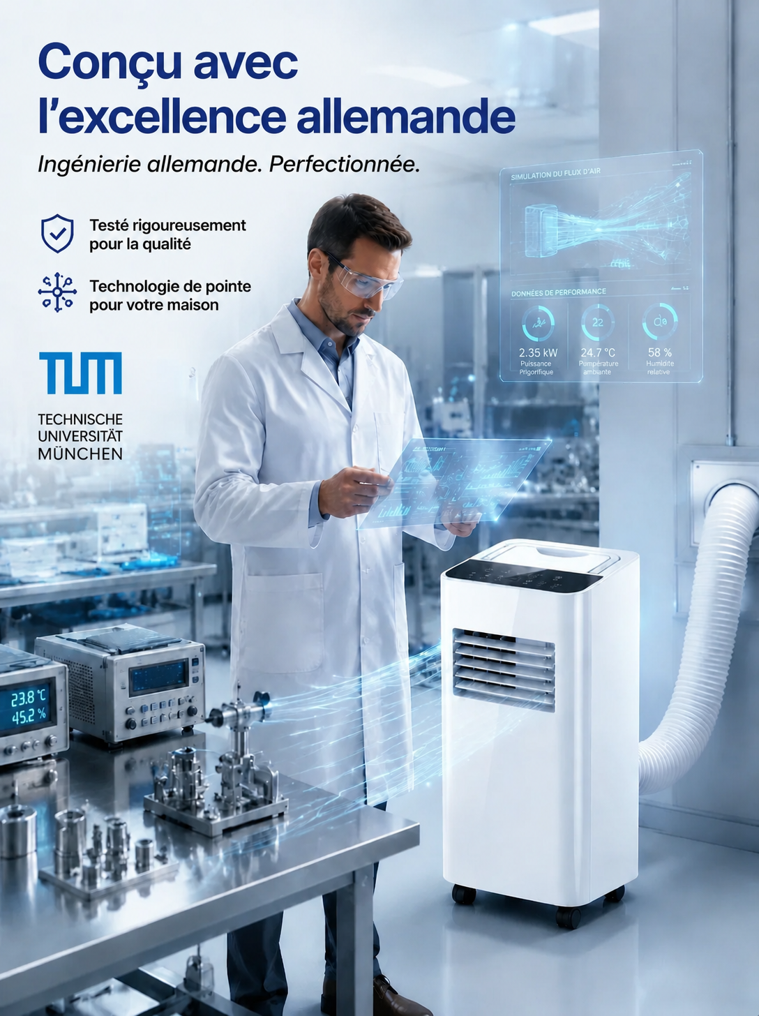 【Un best-seller en Europe et en Amérique !】Climatiseur mobile sans installation【Refroidissement + Déshumidification + Purification de l'air en un seul appareil ! Un seul appareil remplace trois fonctions !】