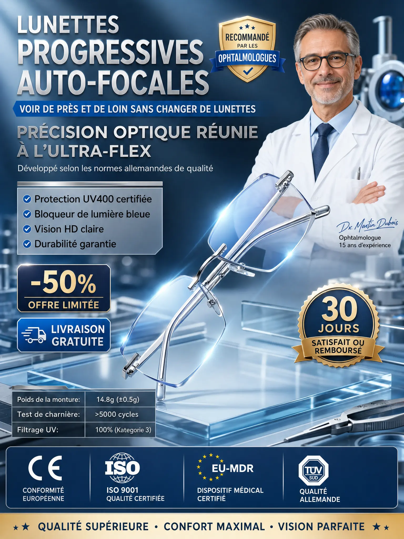【Offre limitée : 1 acheté = 1 offert !】 La première technologie « Smart Zoom » américaine qui vous redonne la vue de vos 20 ans ! 【Un seul achat, fini les changements de lunettes fréquents !】
