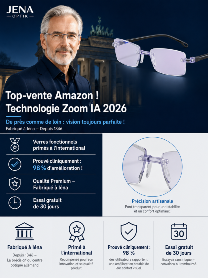 【Offre limitée : 1 acheté = 1 offert !】 La première technologie « Smart Zoom » américaine qui vous redonne la vue de vos 20 ans ! 【Un seul achat, fini les changements de lunettes fréquents !】
