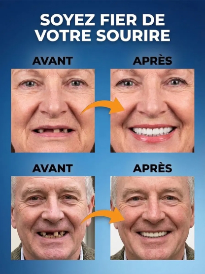 🦷 Cache-dent esthétique en silicone de grade médical nouvelle génération, souple et très élastique. Doté de la nouvelle technologie thermoplastique moléculaire 2026, il s’adapte parfaitement à votre dentition naturelle, discret et imperceptible au port.