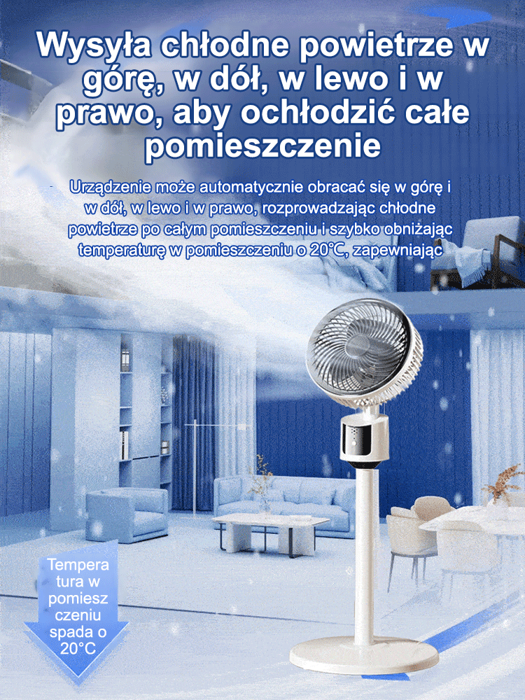 Ultra cichy podłogowy wentylator energiooszczędny