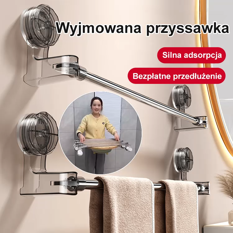Rozciągany drążek na przyssawki bez potrzeby wiercenia.