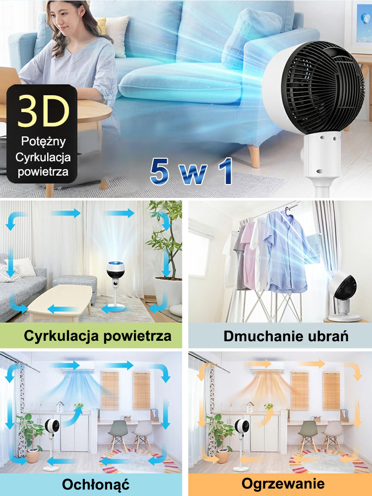 Ultra cichy podłogowy wentylator energiooszczędny