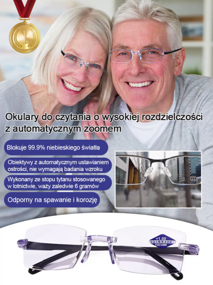 Okulary do czytania z automatycznym zoomem