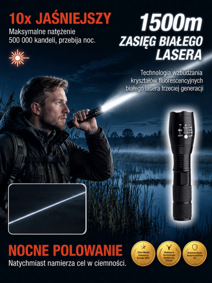 Super jasna latarka laserowa biała z funkcją zoom JC-Tongtianpao