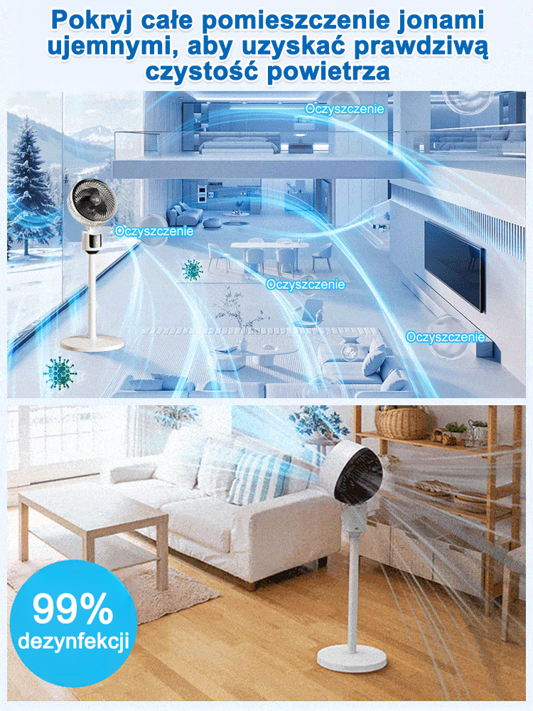 Ultra cichy podłogowy wentylator energiooszczędny