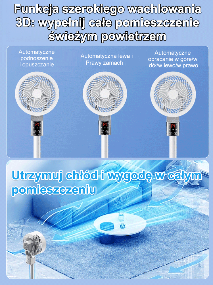 Ultra cichy podłogowy wentylator energiooszczędny