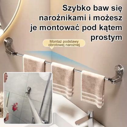 Rozciągany drążek na przyssawki bez potrzeby wiercenia.
