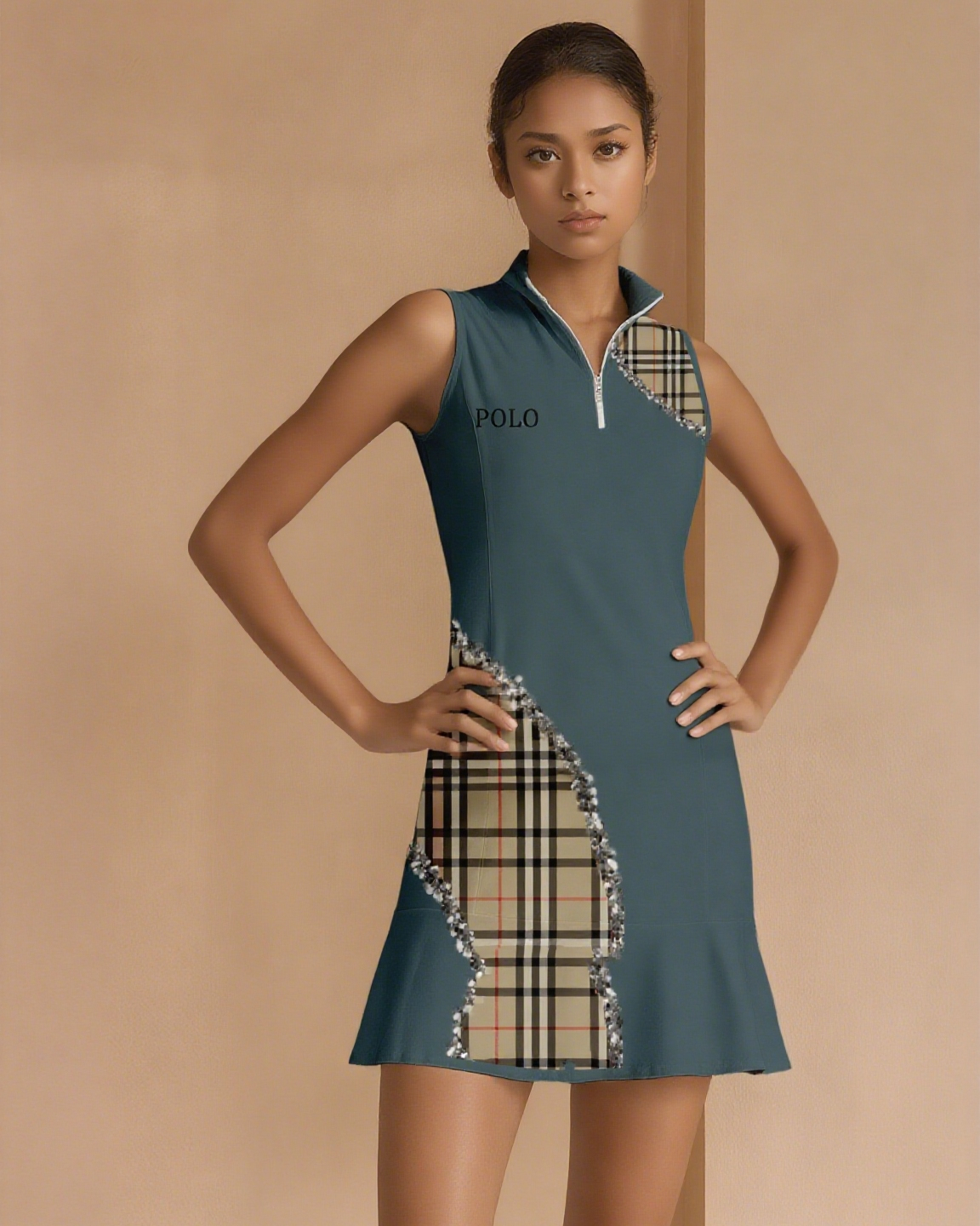 Super Stylish Ruffled Zip-Up Dress Perfect For Golf, Pickleball, And Tennis